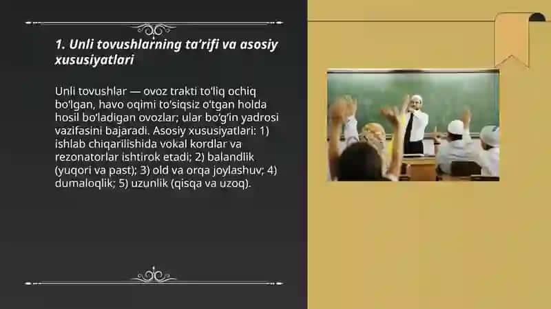 Unli tovushlar va ularning tasnifi 3