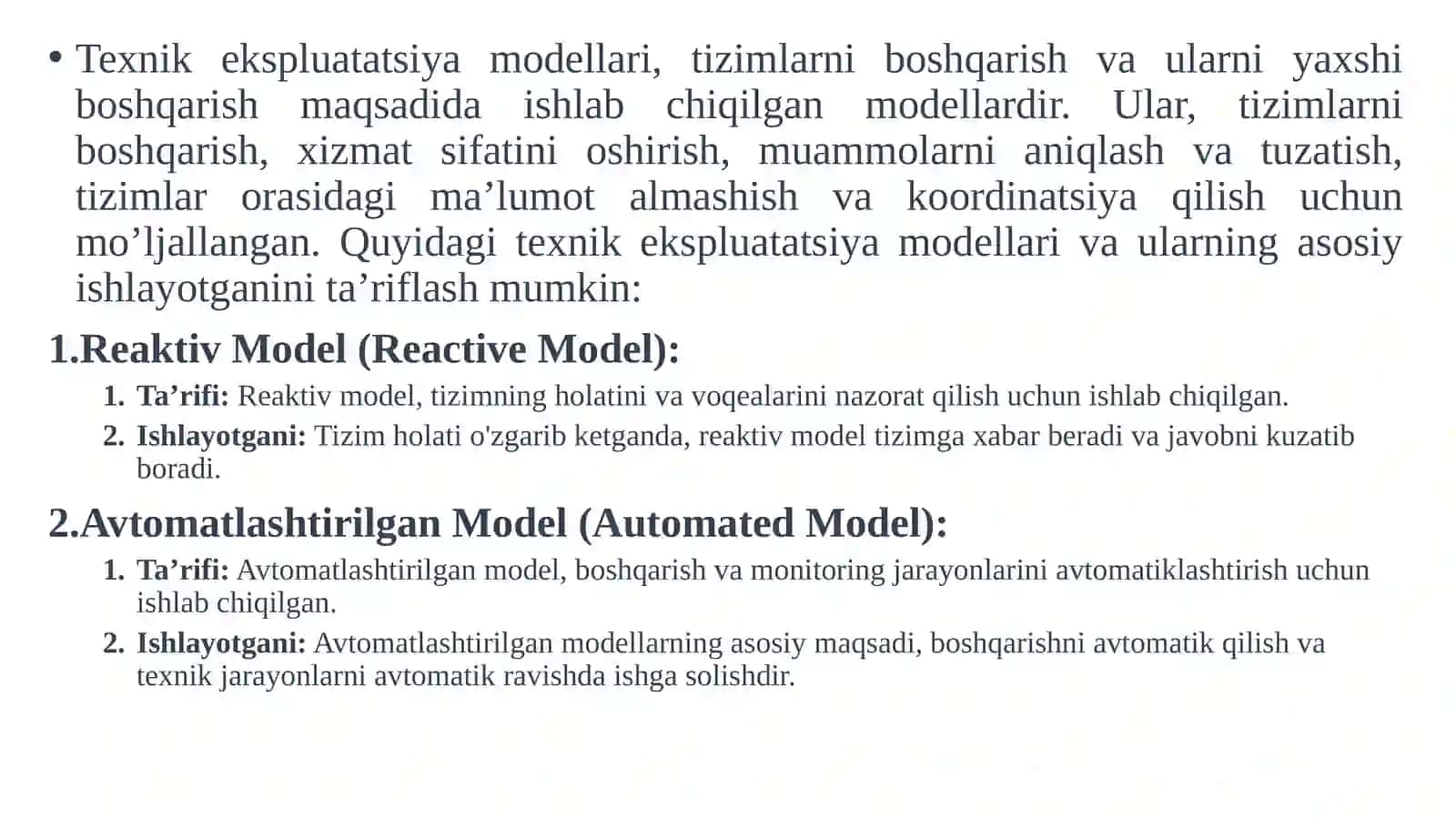 OPTIK ABONENT KIRISH TARMOG’INI TEXNIK EKSPLUATATSIYA MODELINI ISHLAB CHIQISH 3