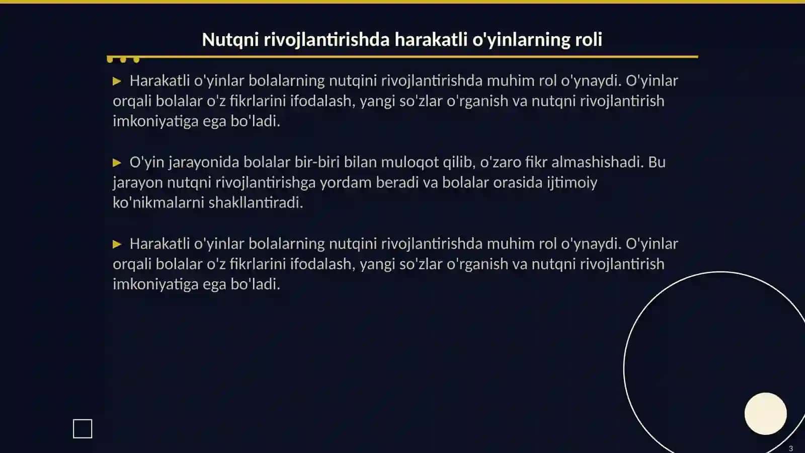 Nutqni rivojlantiruvchi harakatli o'yinlarga o'rgatish metodikasi 3