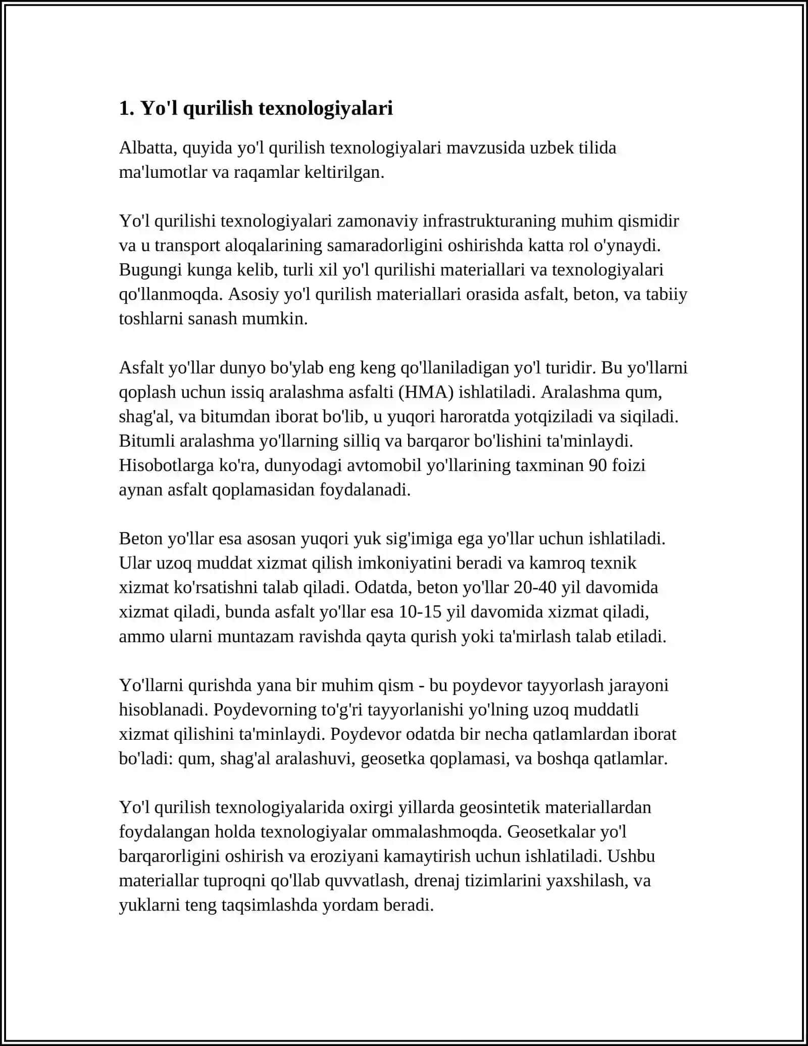 Yo'l qurilish texnologiyalari 3