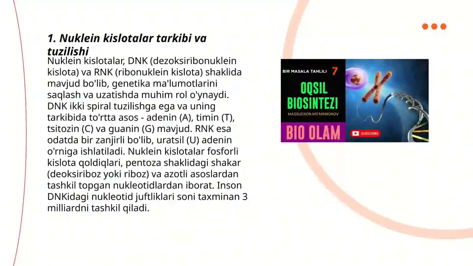 Nuklein kislotalar tarkibi va tuzilishi 3