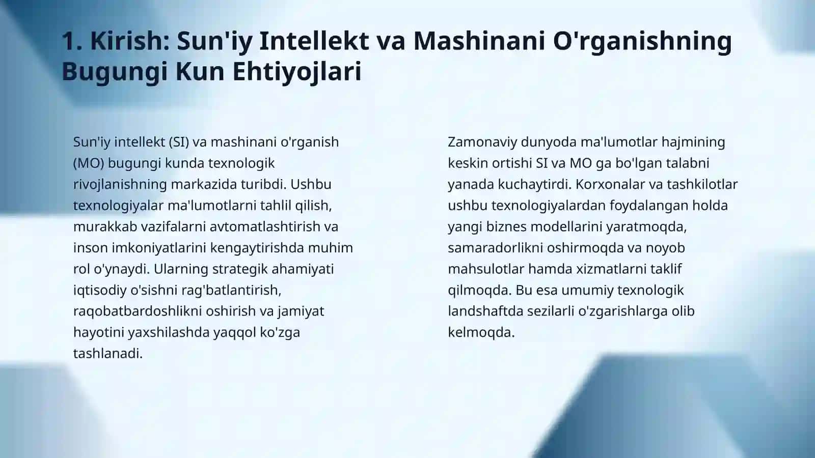 Sun'iy intelekt va machine learning texnalogiyalari 3