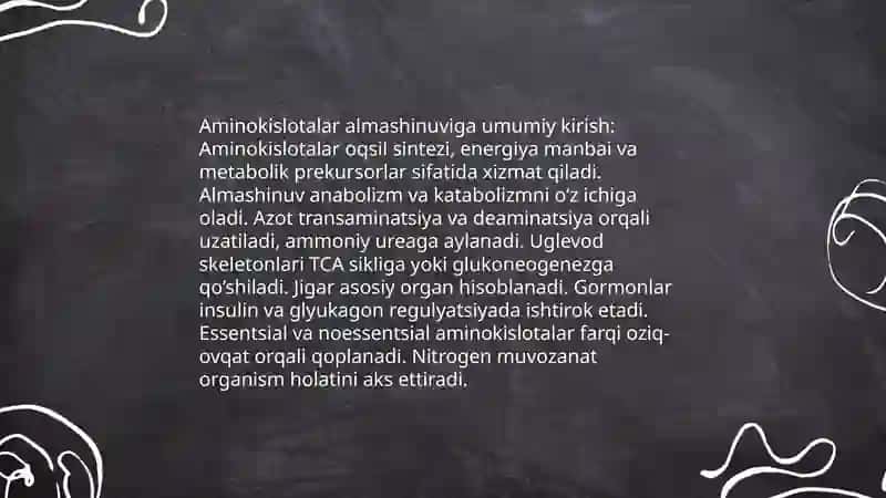 Aminokislotalar almashinuvining umumiy yo‘li 3