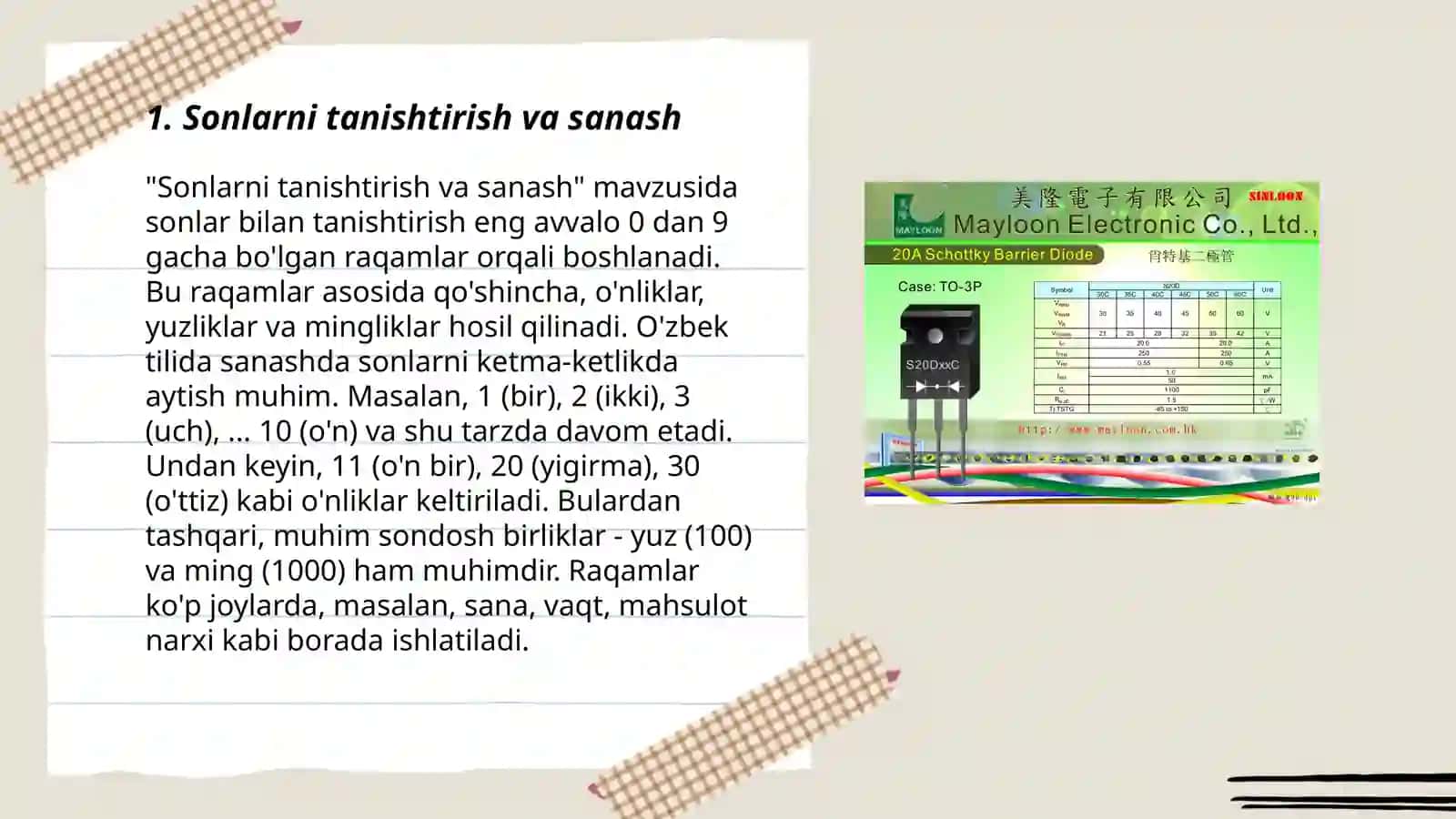 Sonlarni tanishtirish va sanash 3