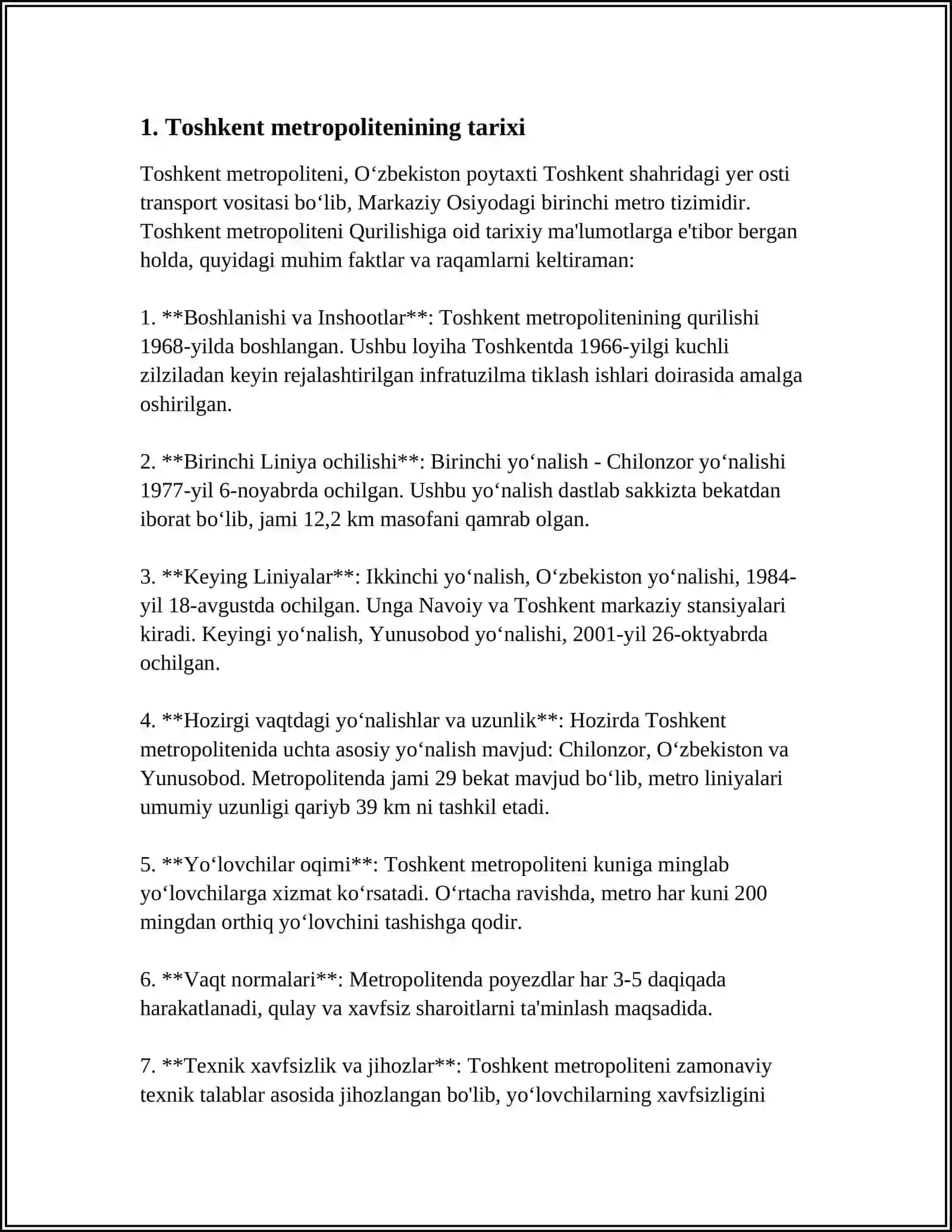 TOSHKENT METRO POLITELIN 3