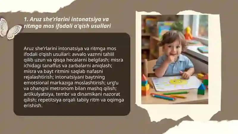 Aruz, barmoq, erkin vazndagi she'rlarni ifodali o'qish 3
