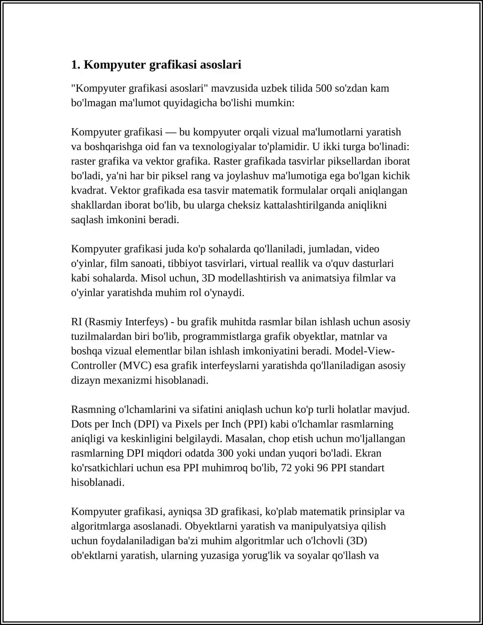 Kompyuter grafikasi asoslari 3