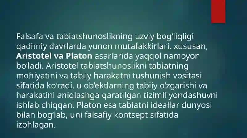 Tabiatshunoslikning falsafiy kontseptsiyalar 3