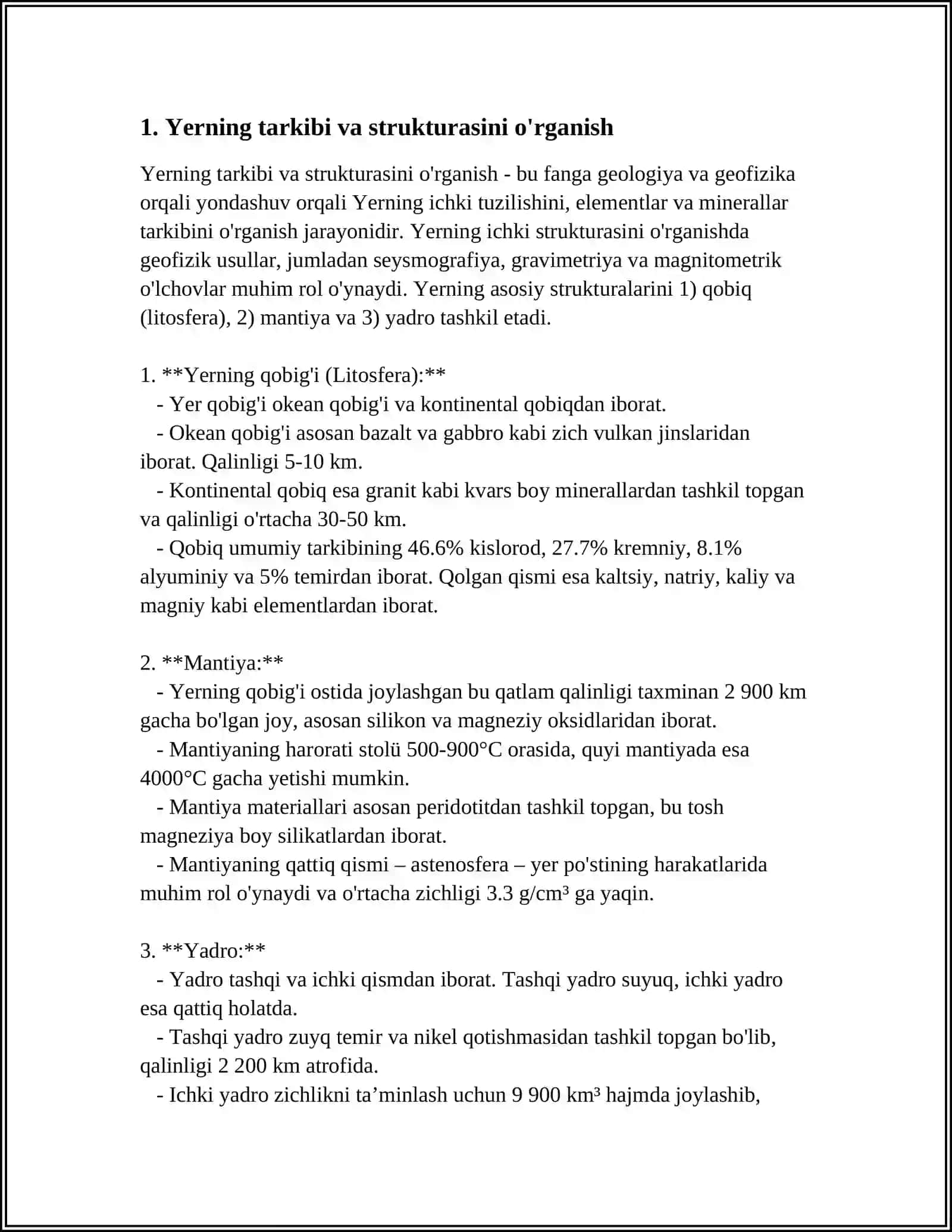 Yerning tarkibi va strukturasini o'rganish 3