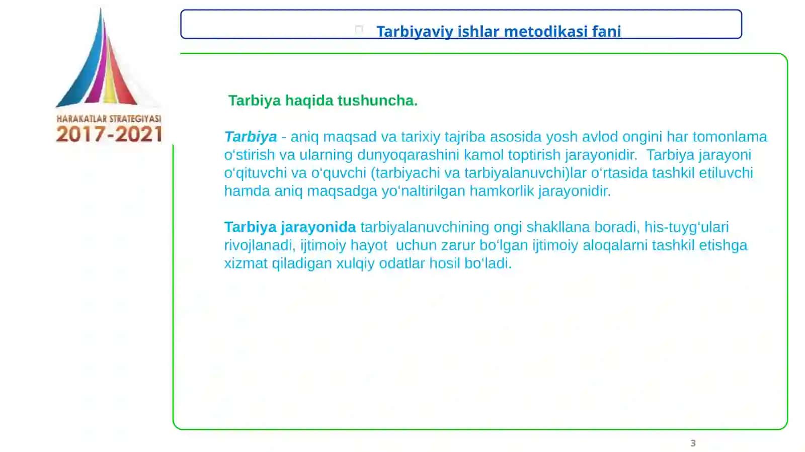 Tarbiyaviy ishlar metodikasi fani 3