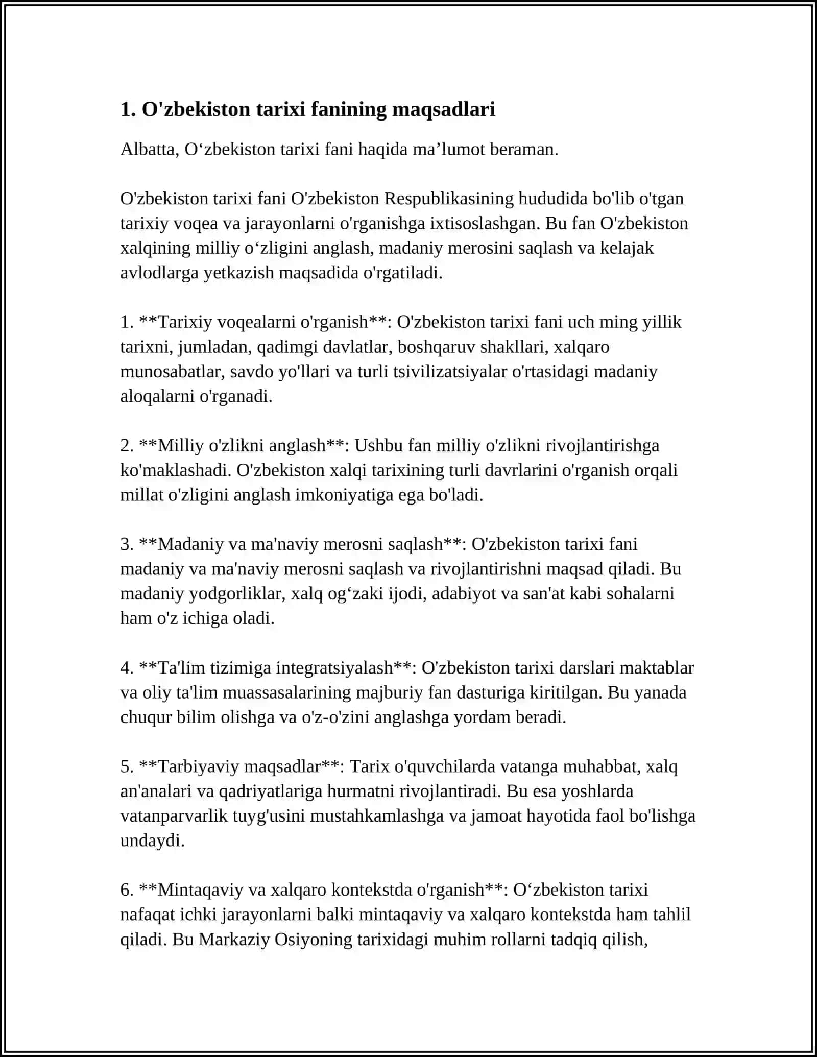 O'ZBEKISTON TARIXI FANINING VAZIFALARINI TASNIFLASH 3