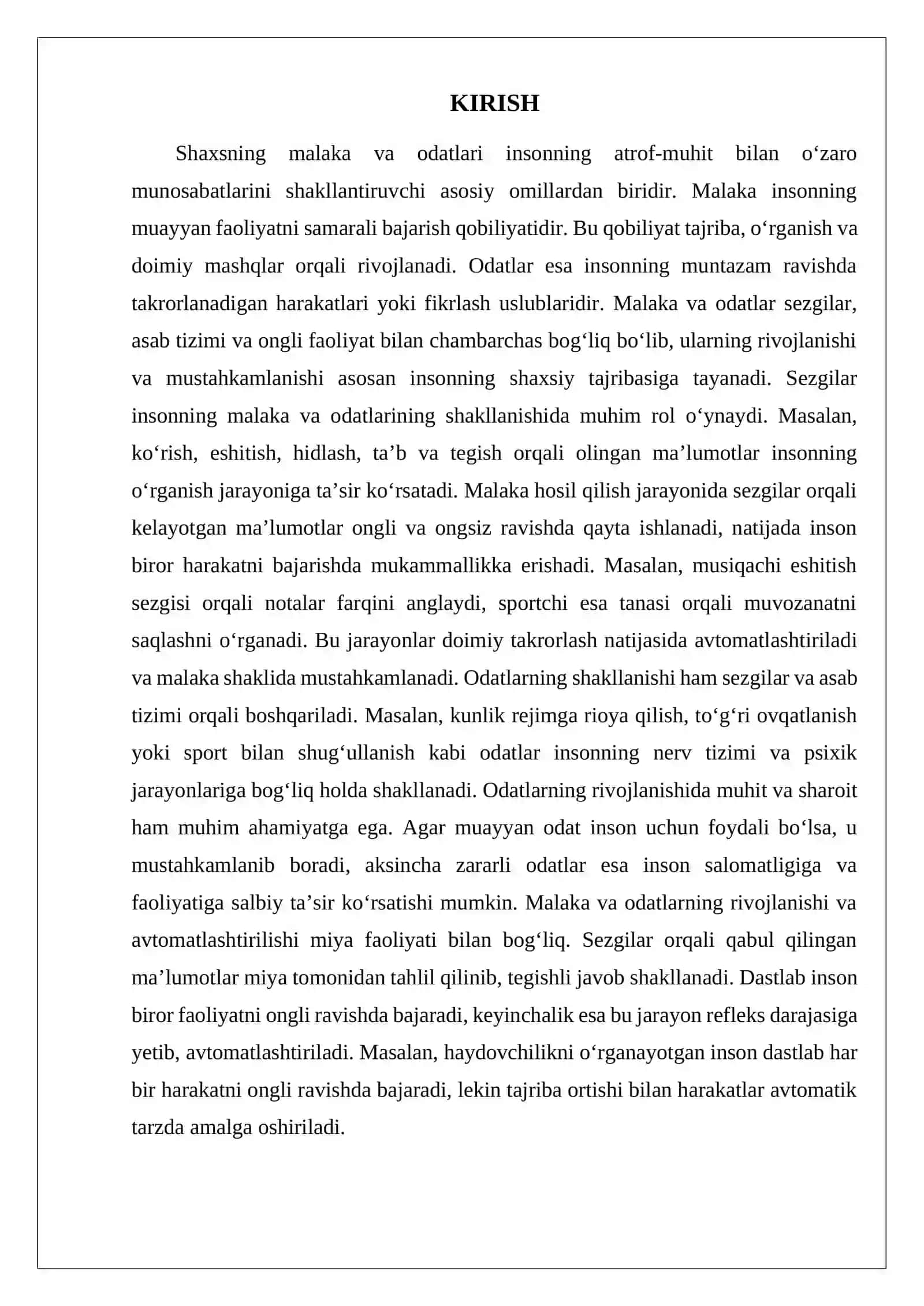 Shaxsning malaka va odatlari 3