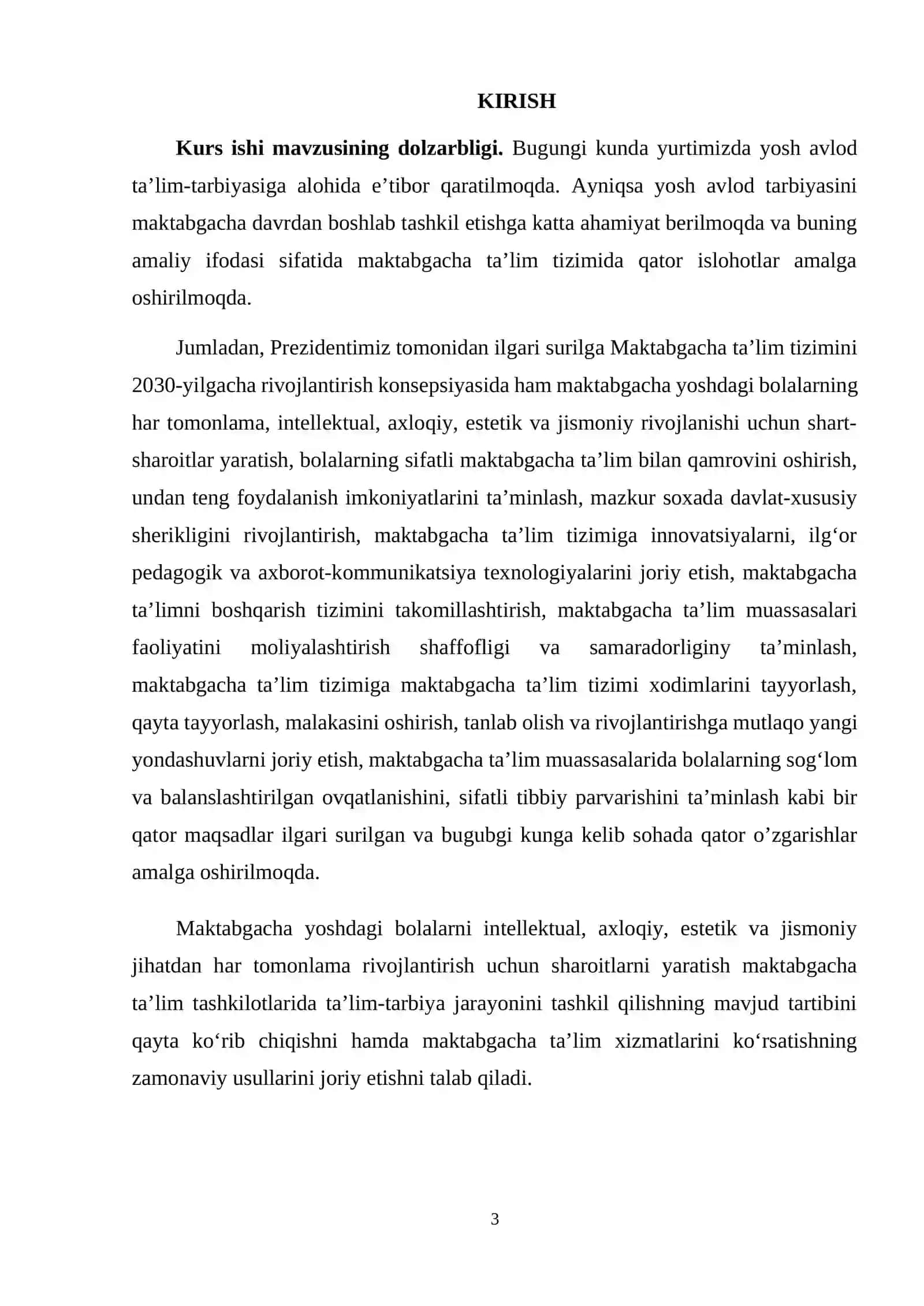 MAKTABGACHA PEDAGOGIKA KURS ISHI 3