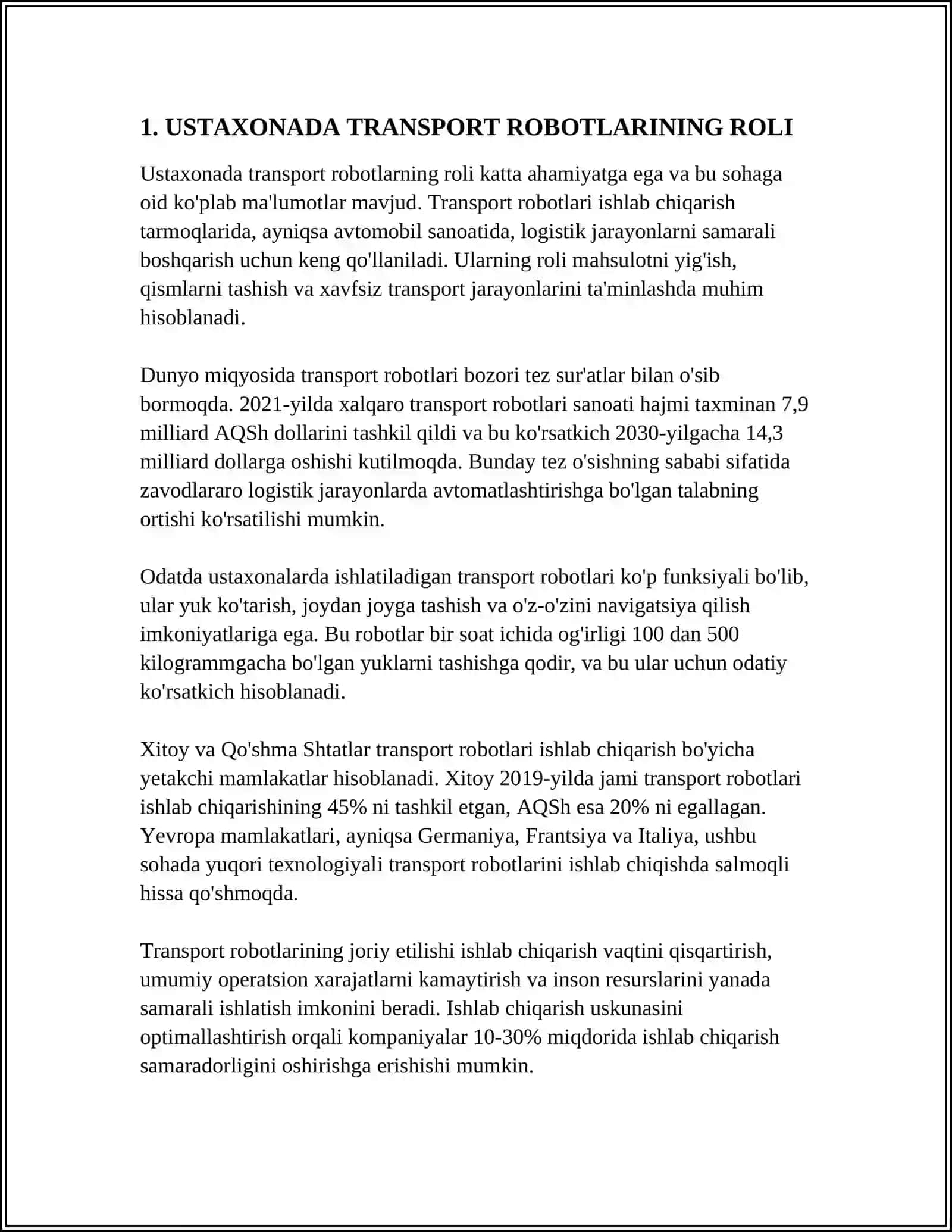 USTAXONADA TRANSPORT ROBOTINI BOSHQARISH TIZIMI 3