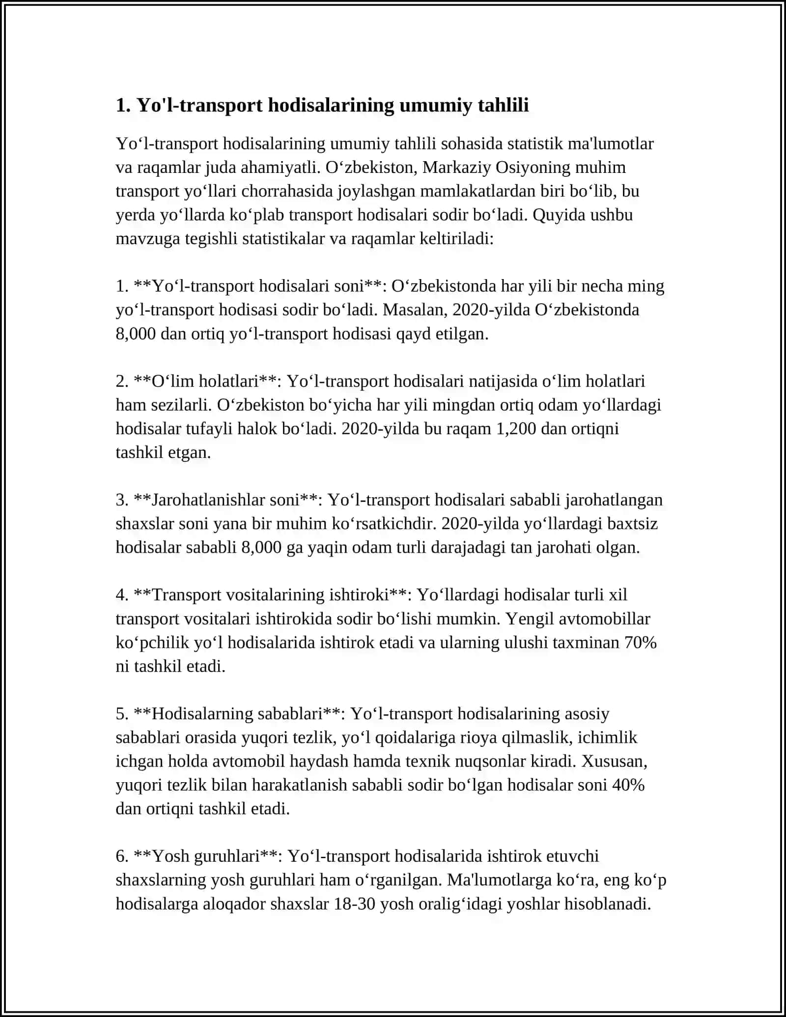 YO'ʻL-TRANSPORT HODISALAR TAHLILI USULLARI 3