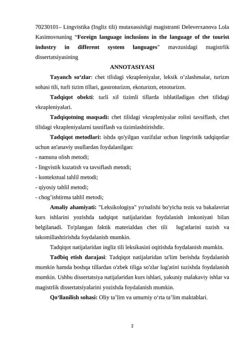 FOREIGN LANGUAGE INCLUSIONS IN TOURIST INDUSTRY IN DIFFERENT SYSTEM LANGUAGES 3