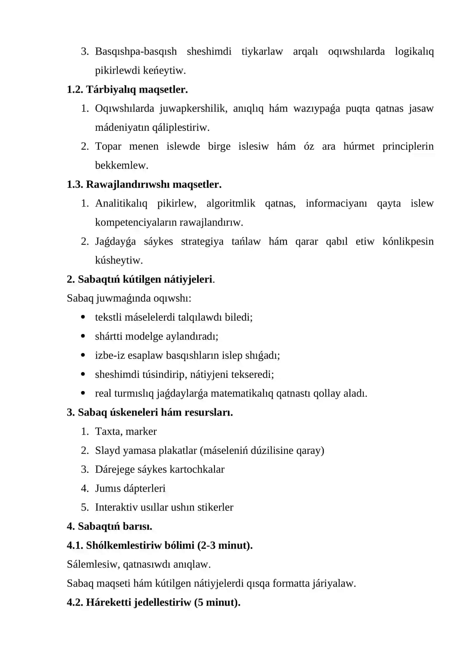 Tekstli máseleler 3