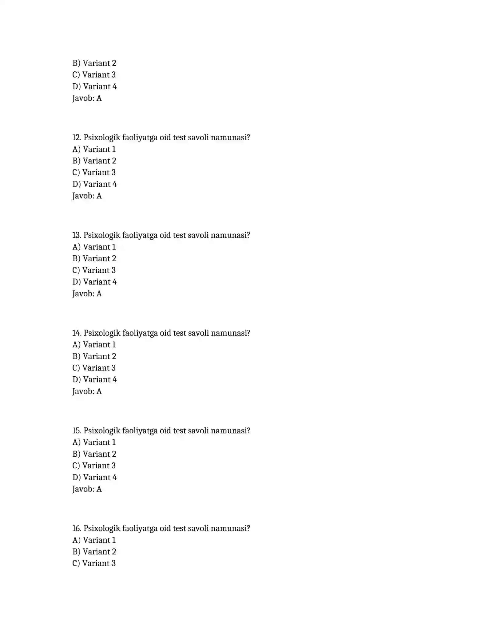 Maktab maslahatchisi uchun test to‘plami (50 ta test) 3
