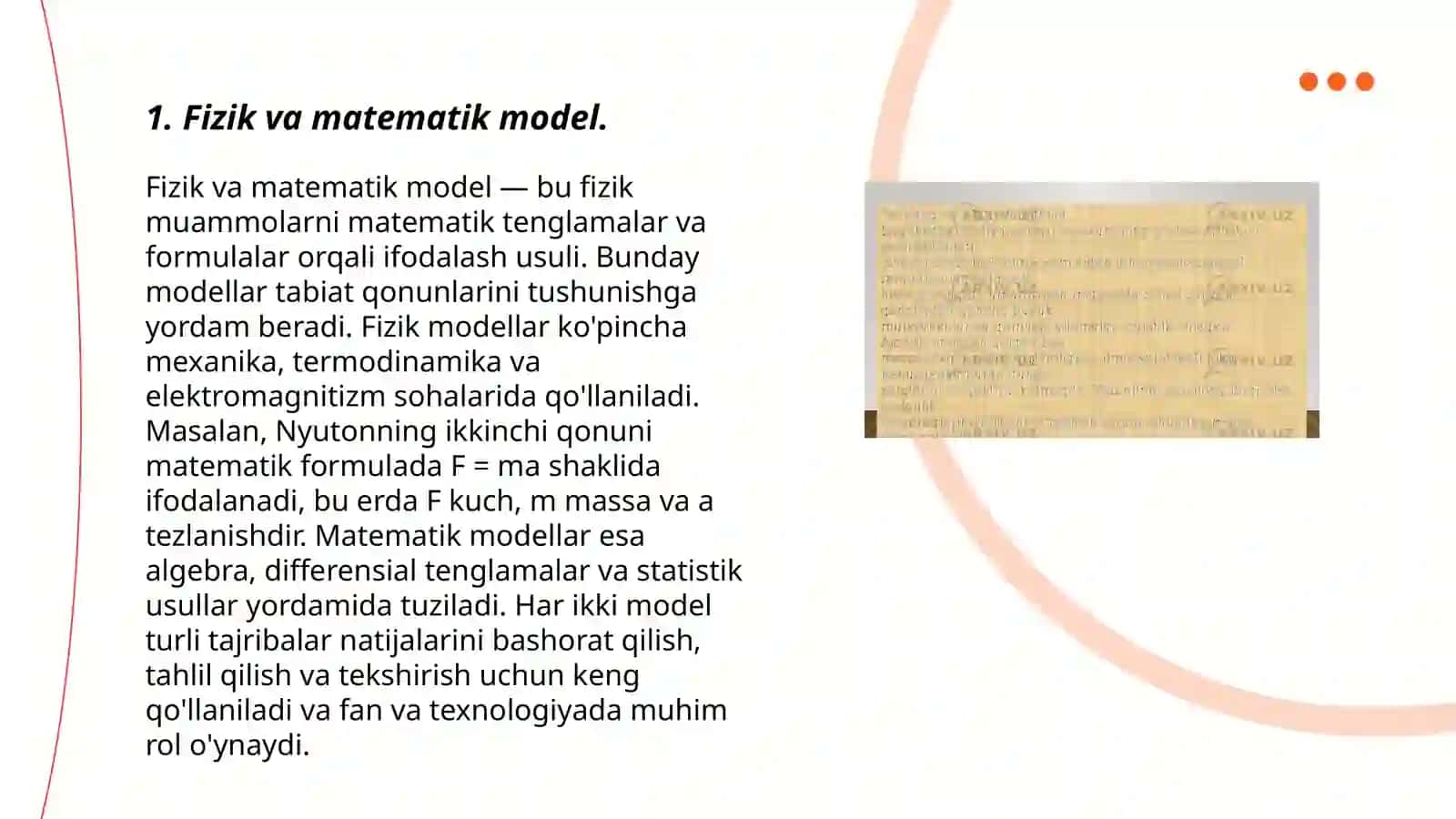Fizik va matematik model 3