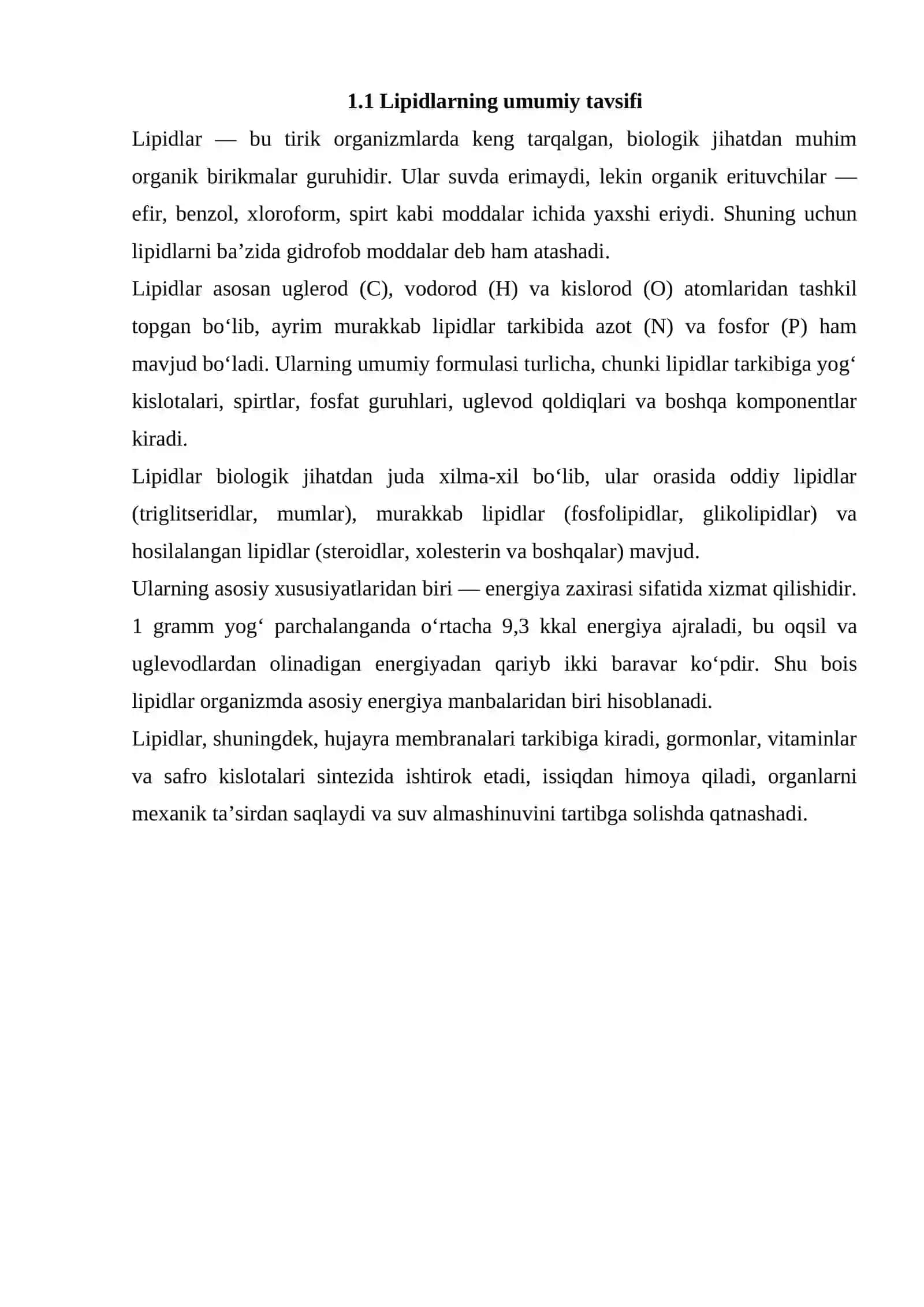 Lipidlarning organizimdagi roli 3