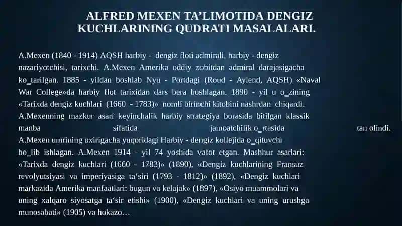 Alfred Mexenning geosiyosiy g‘oyalari 3