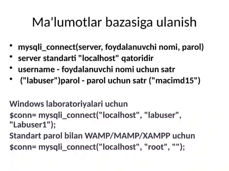 PHP va MySQL 3