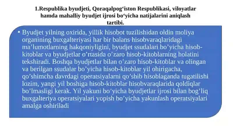Davlat budjeti ijrosi natijalari hisobi va hisobotlari 3