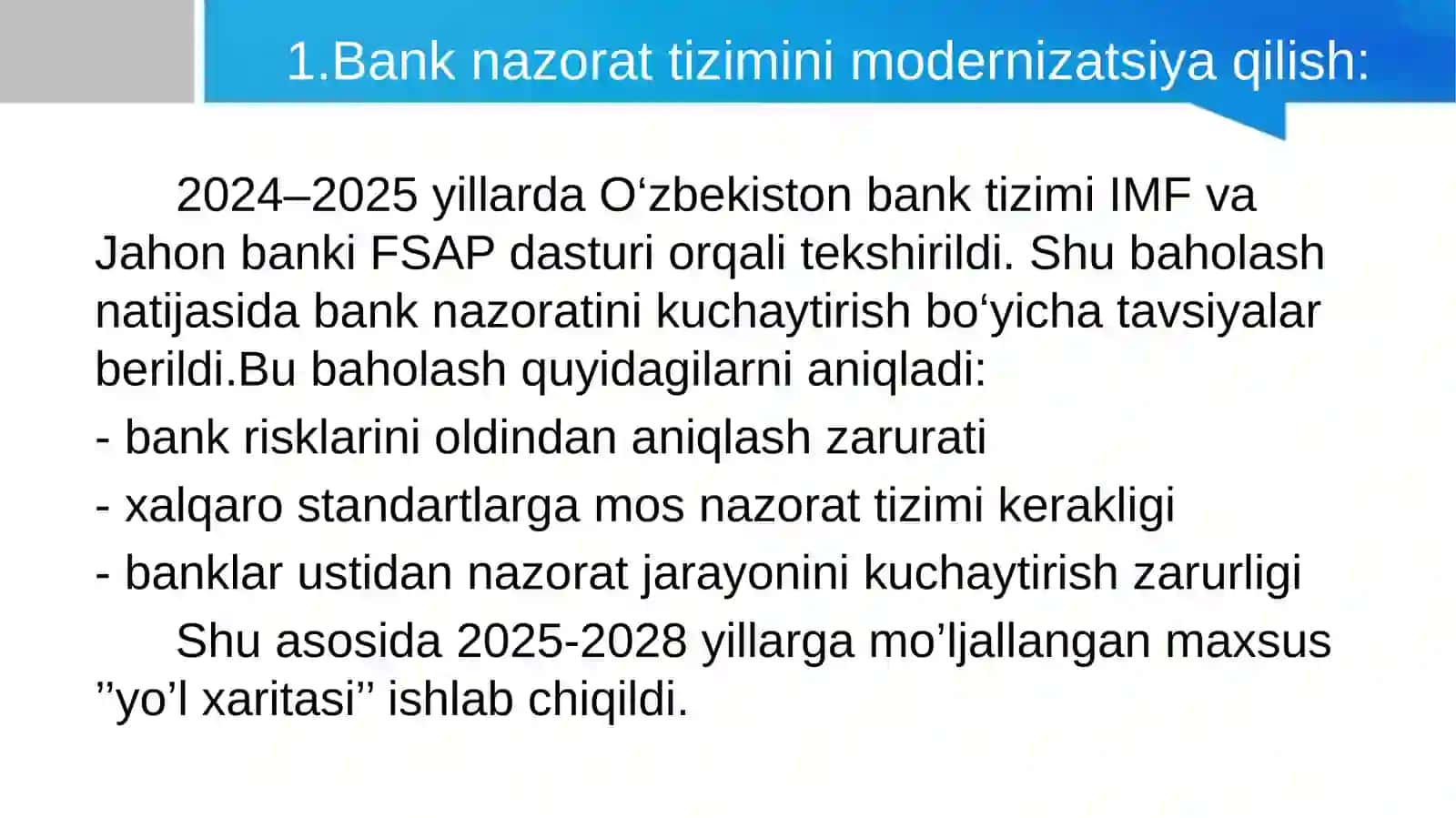 Bank faoliyatini nazorat qilish tizimini takomillashtirish muammolari 3