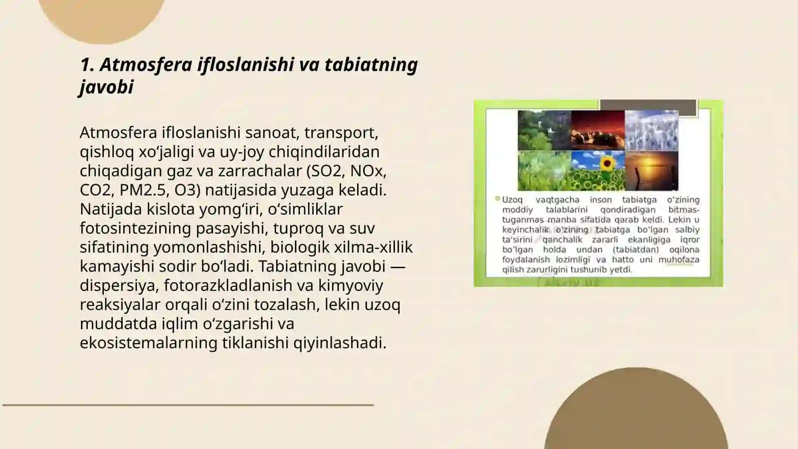 Atmosfera ifloslanishi va tabiatning javobi 3