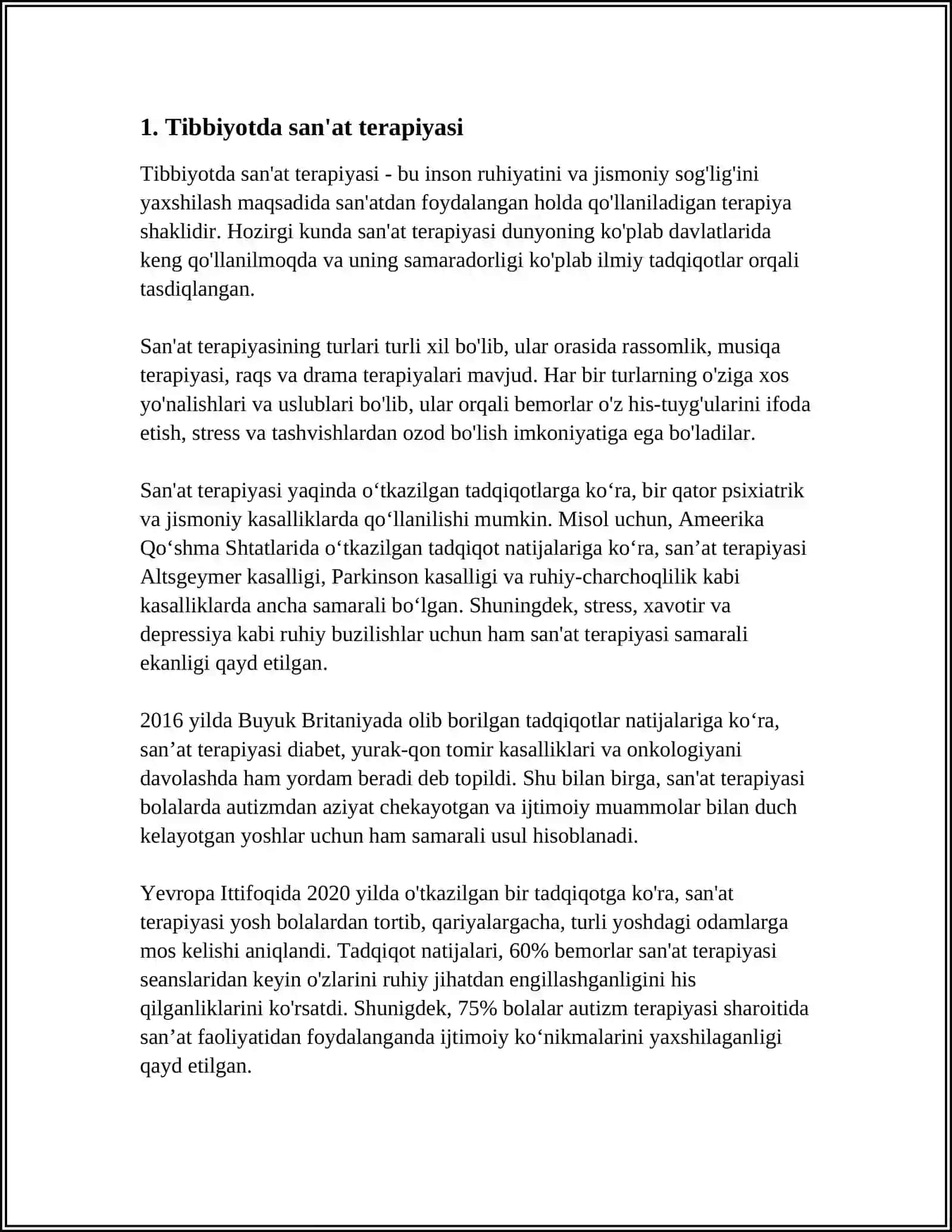 MUSTAQIL ISH Mavzu: TIBBIYOT VA SAN'AT 3