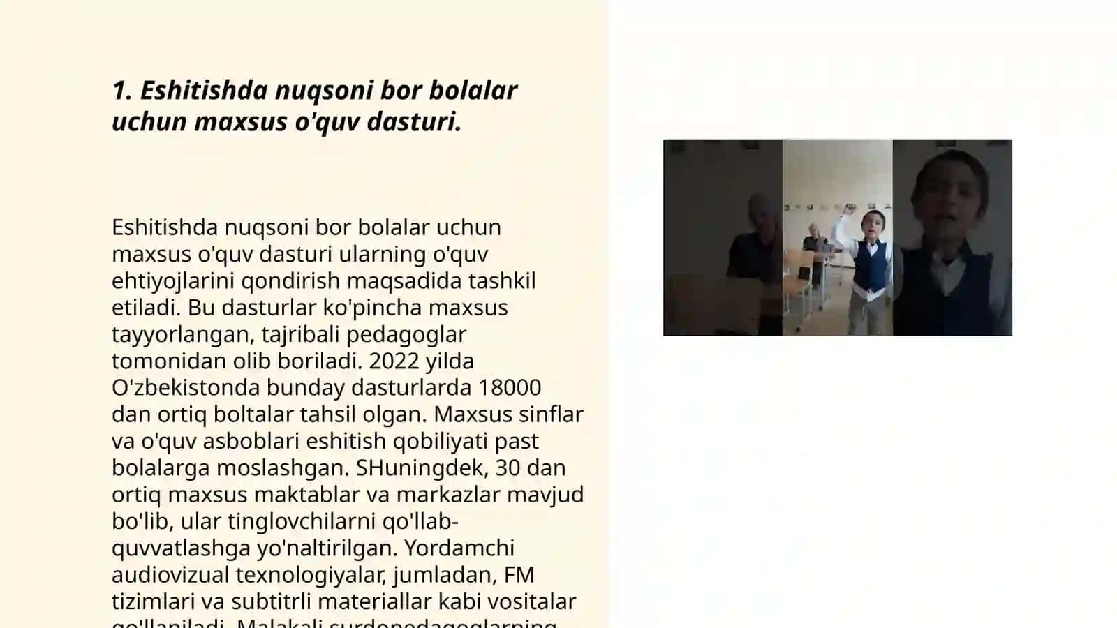 Eshitishda nuqsoni bor bolalar uchun maxsus o'quv dasturi 3