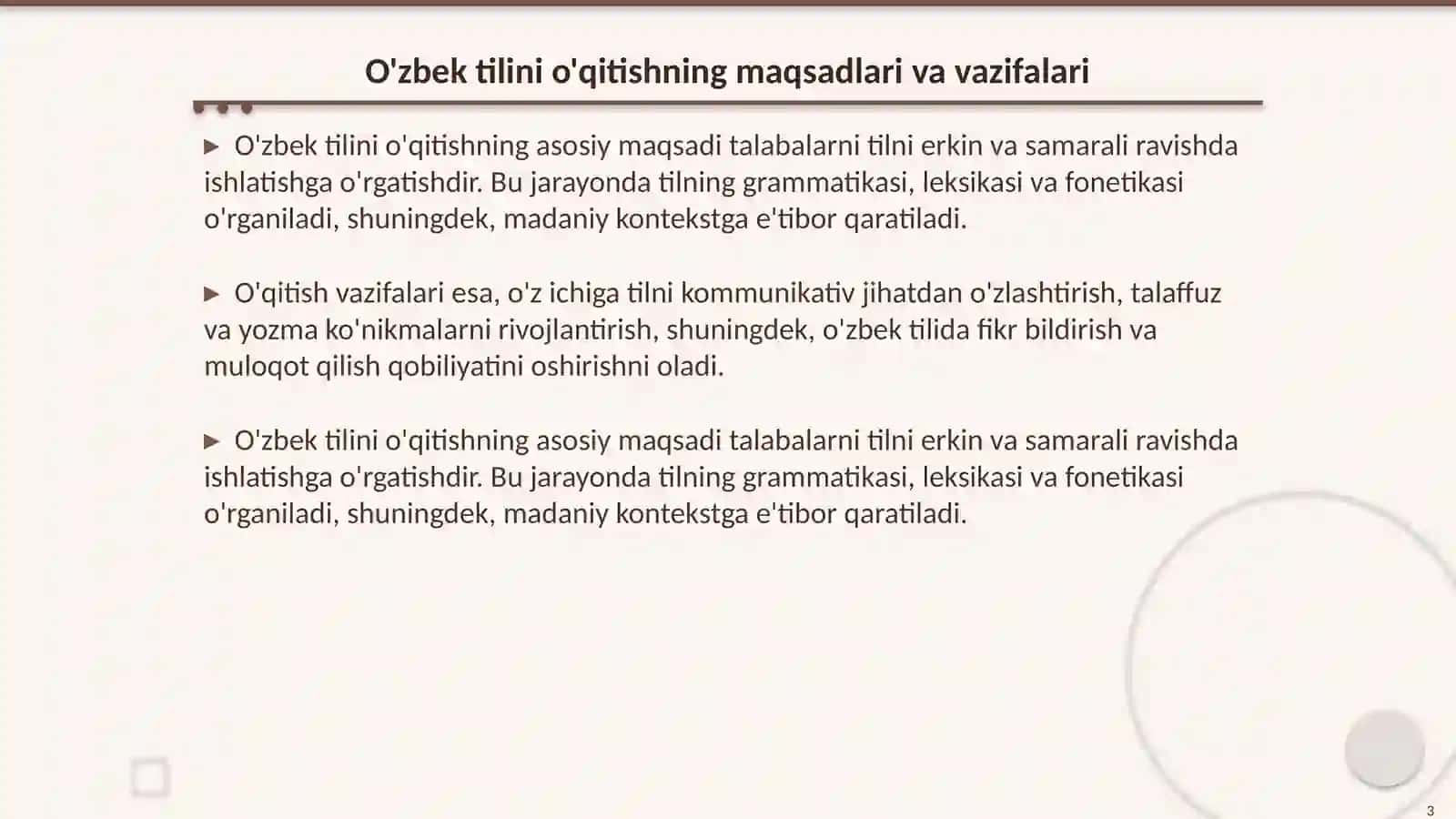 O'zbek tilini o'qitishga doir yondashuv va tamoyillar 3