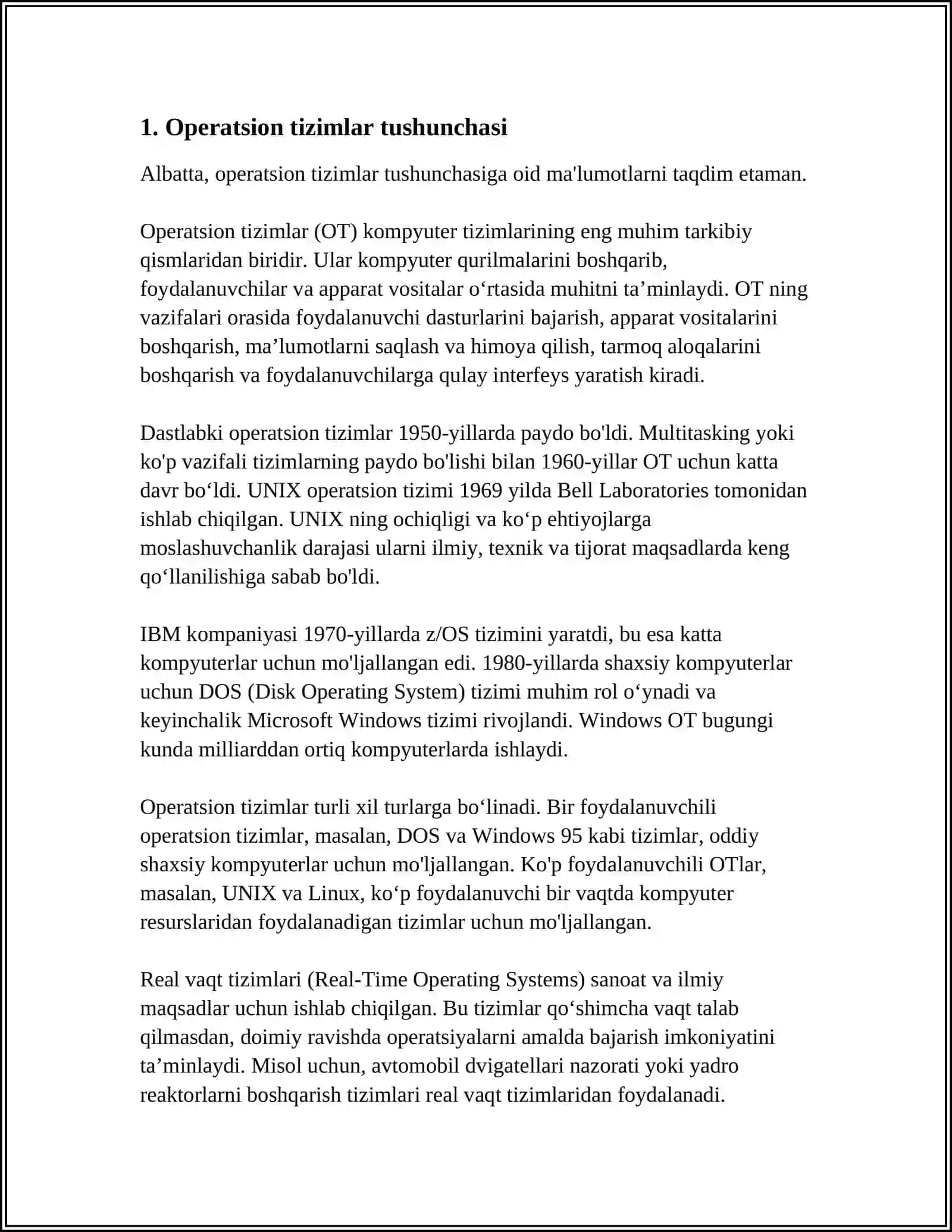 OPERATSION TIZIMLAR. VINDOVS,LINUX VA MACOS ASOSLARI 3