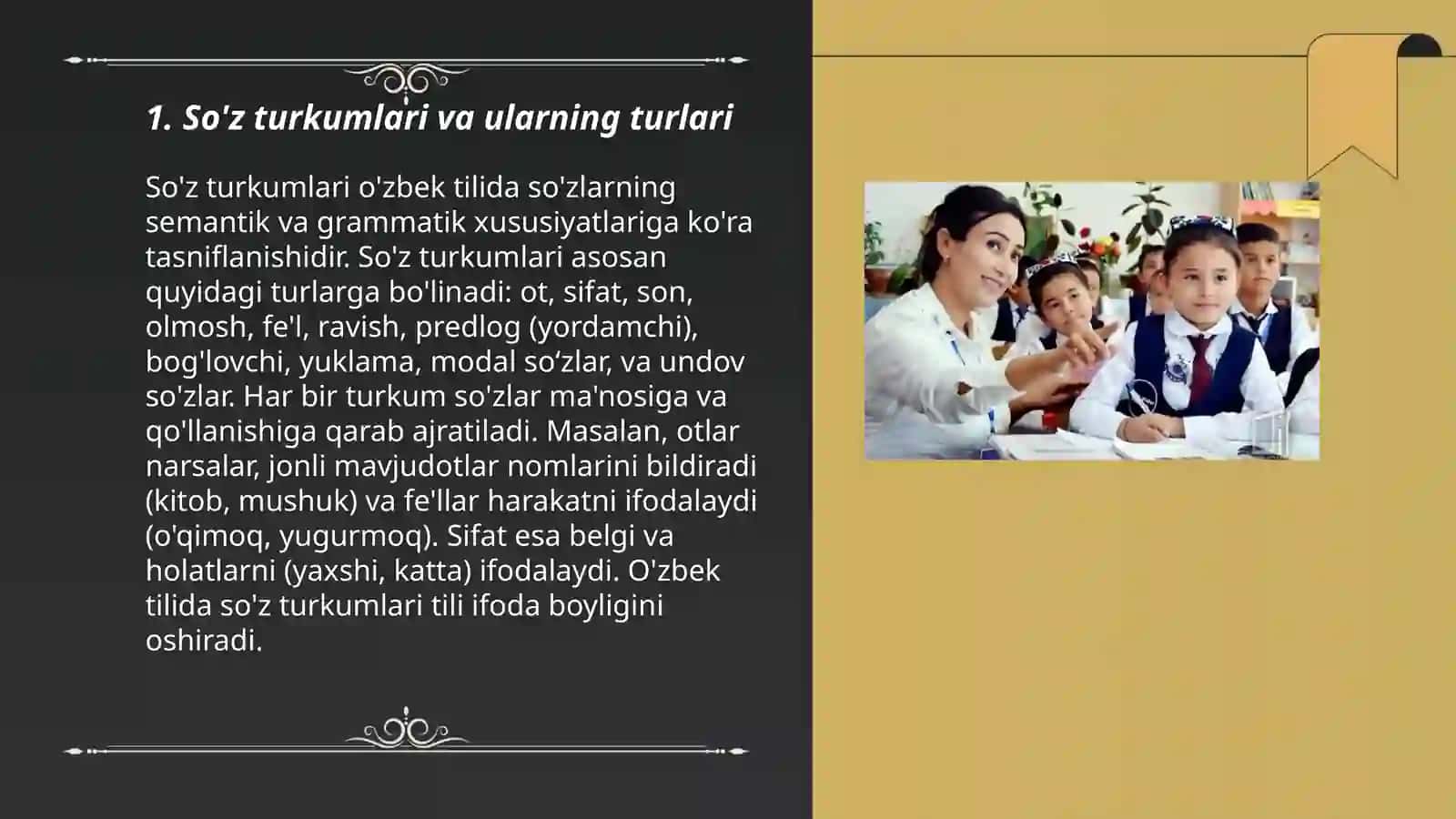 Turli tillarda soʻz turkumlari va ularni guruhlash tamoyillari 3