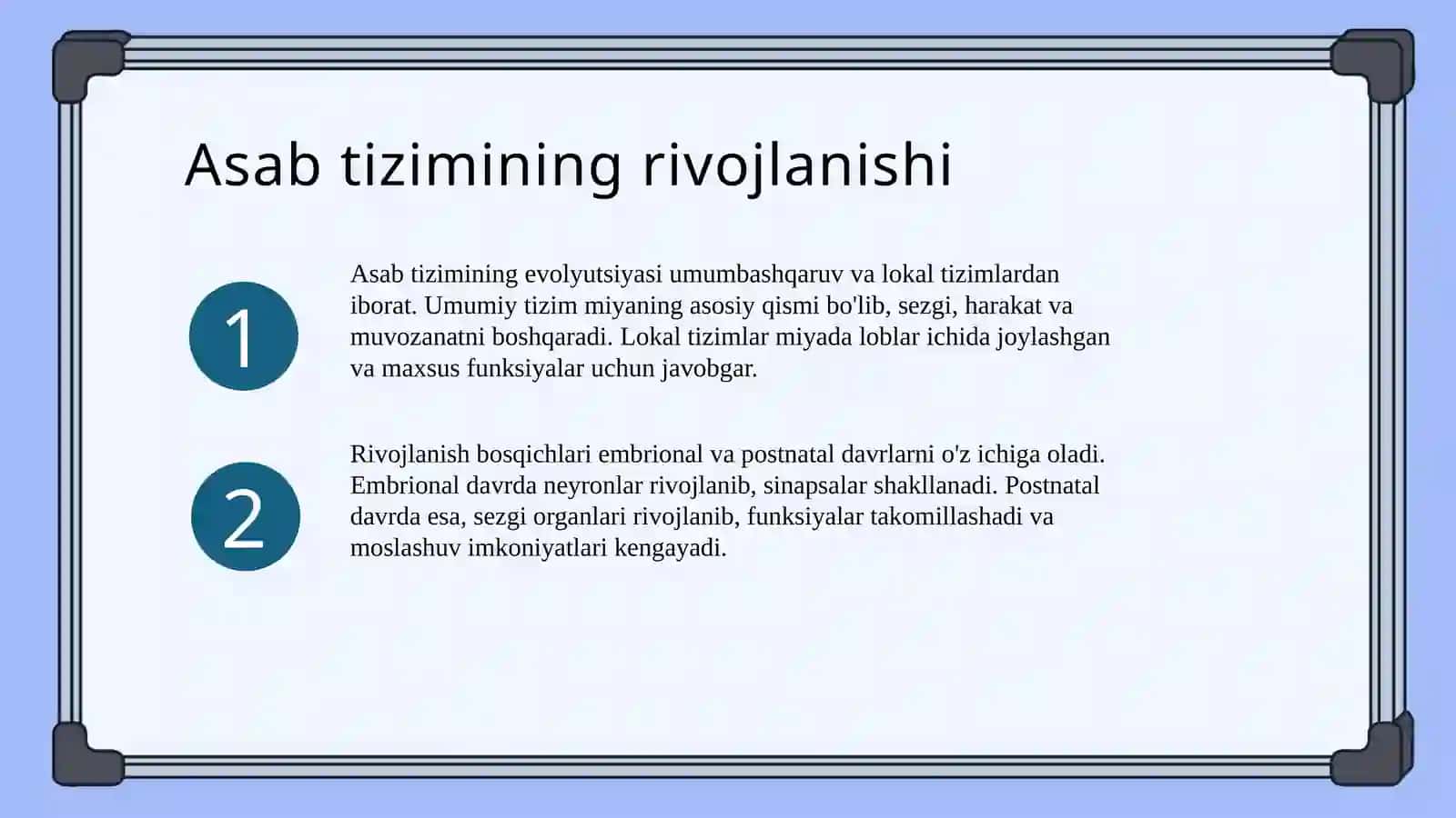 Asab tizimi va sezgi organlari onto-filogenezi 3
