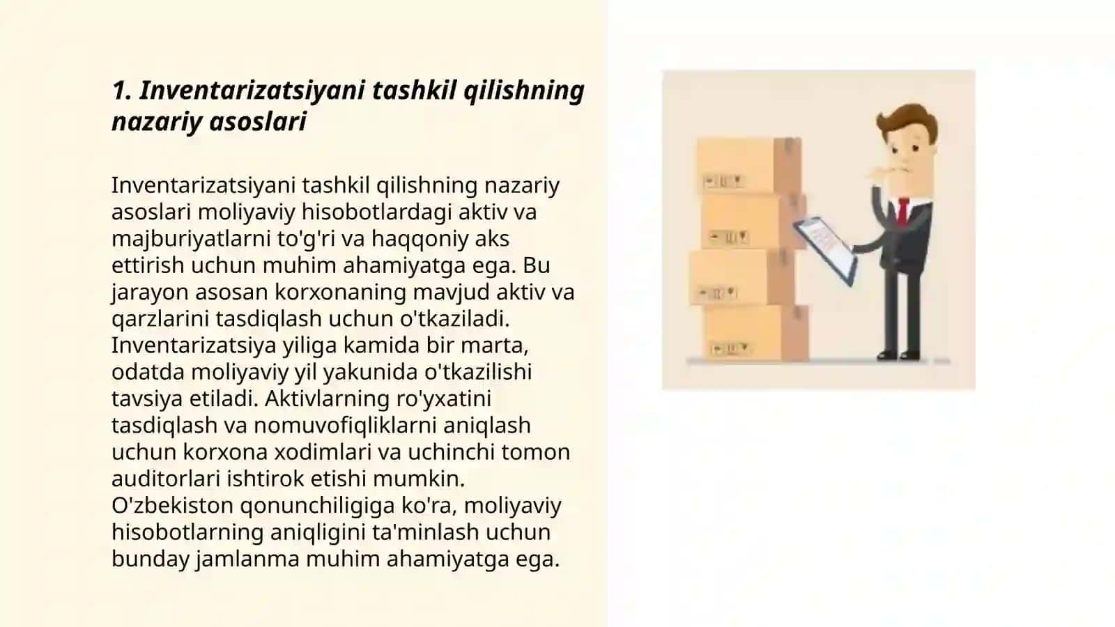 Ivintarizatsiyani tashkil qilish va uning turlari 3