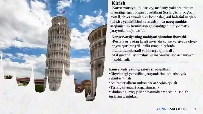 Tosh va g’ishtkonservatsiya va sovuqqoplamalarini konservatsiyasini o’rganish 3
