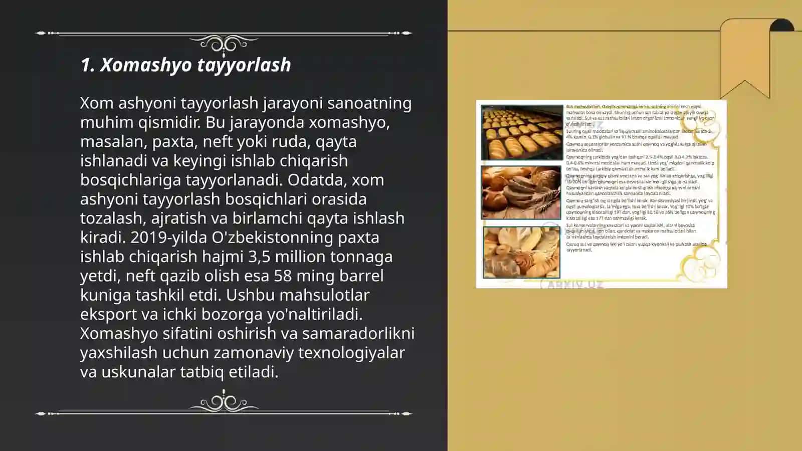 Cho'yan ishlab chiqarish texnologiyasi 3