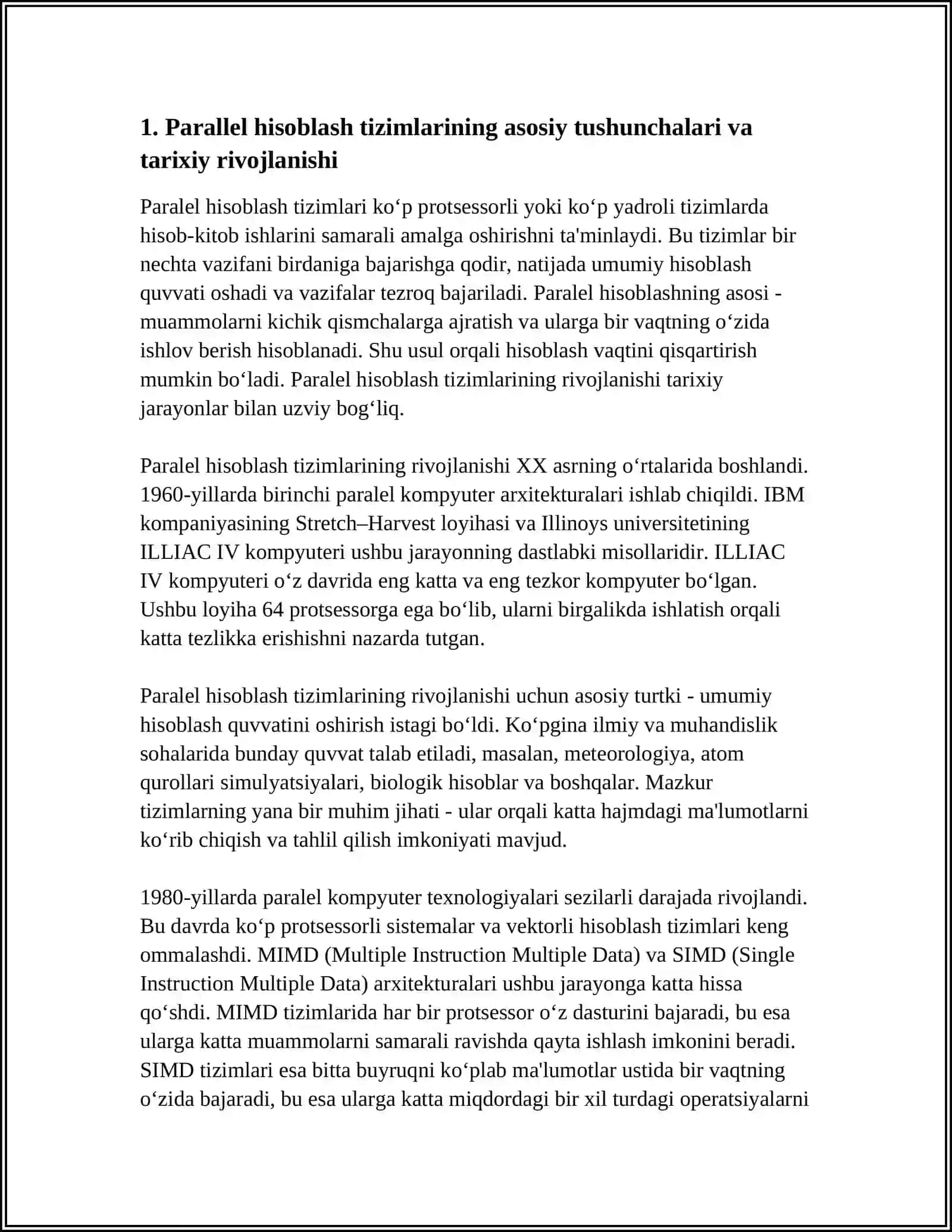 PARALLEL HISOBLASH TIZIMLARI VA ULARNING TURLARI 3