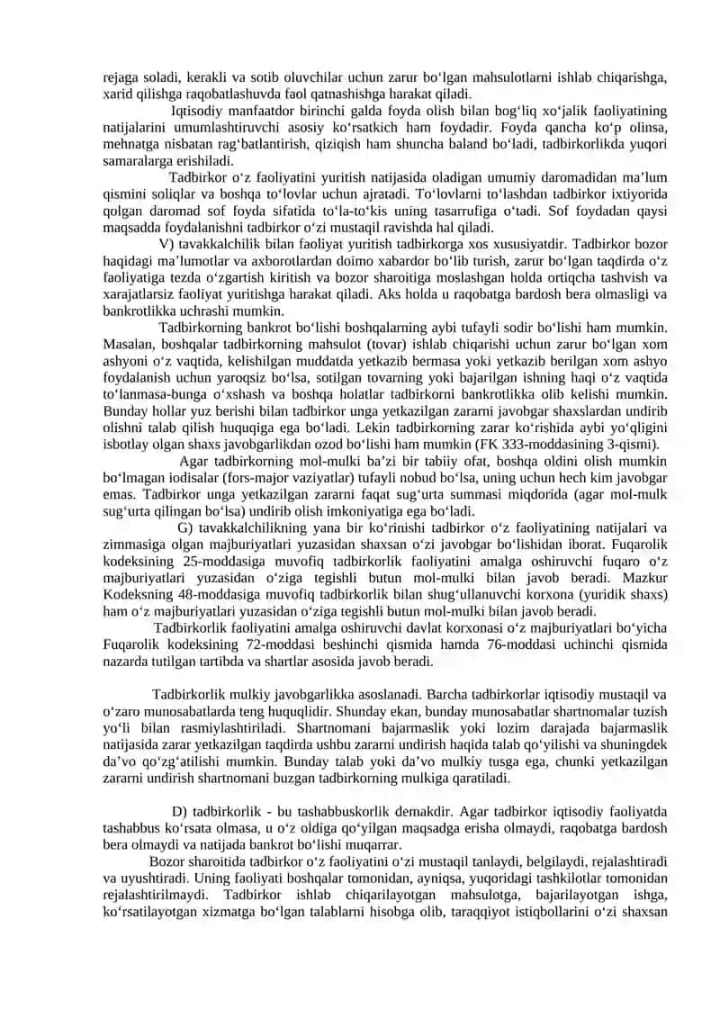 Tadbirkorlik faoliyati tushunchasi 3