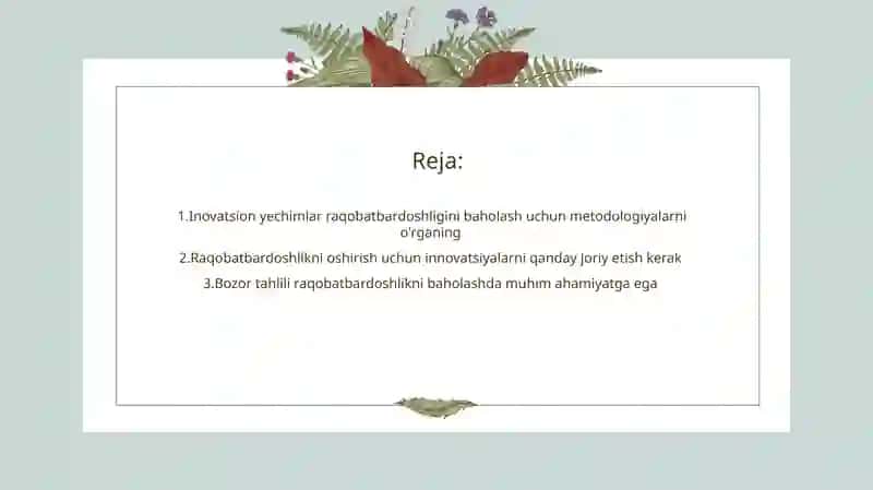 Inovatsion yechimlarning raqobatbardoshlik darajasini baholash 3