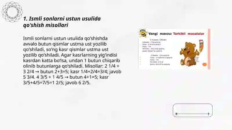 Ismli sonlarga amallar bajarish 3