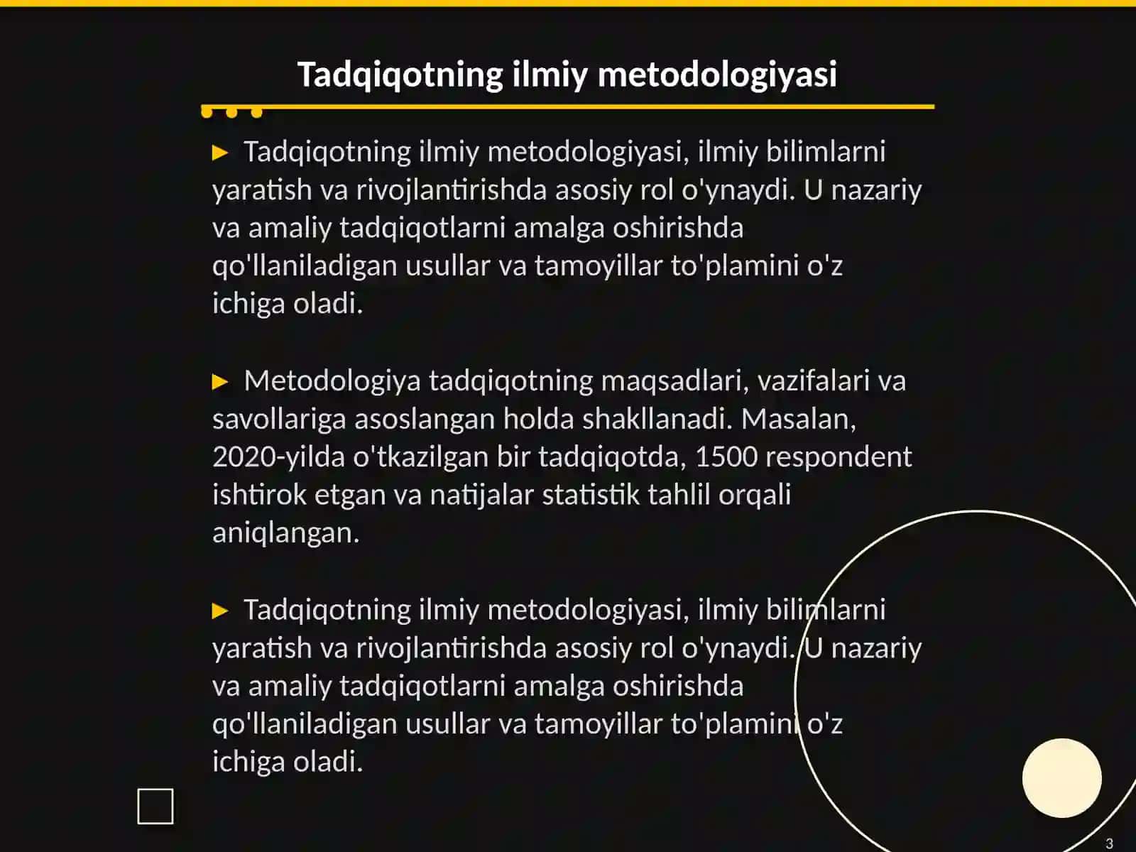 Tadqiqot olib borishning ilmiy asoslari 3