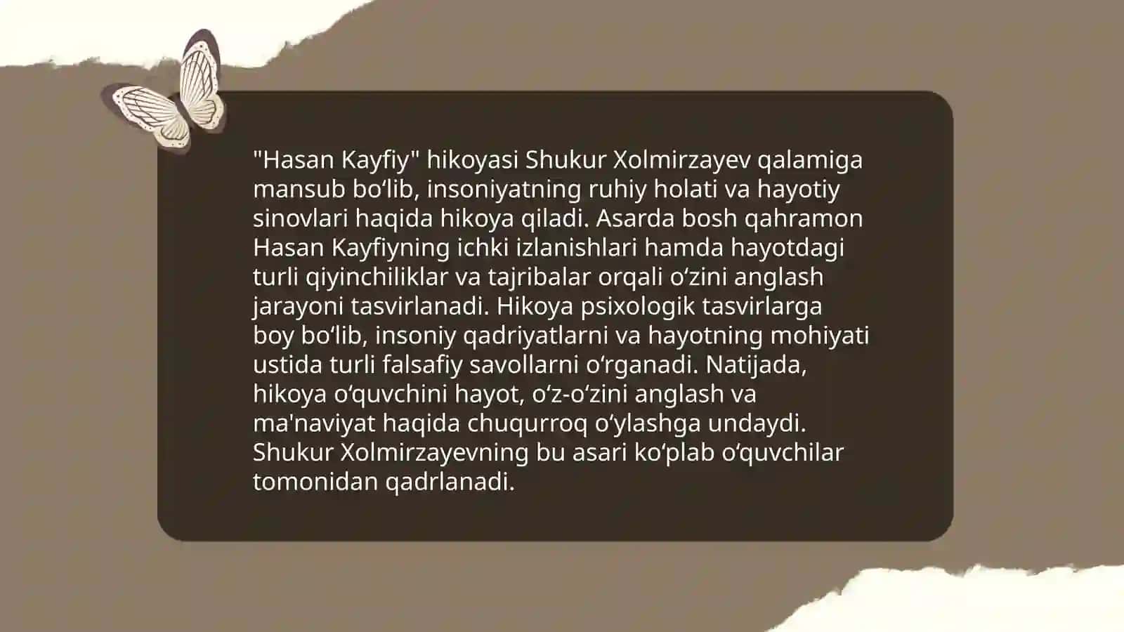 G'afur G'ulomning Hasan Kayfiy hikoyasi tahlili 3