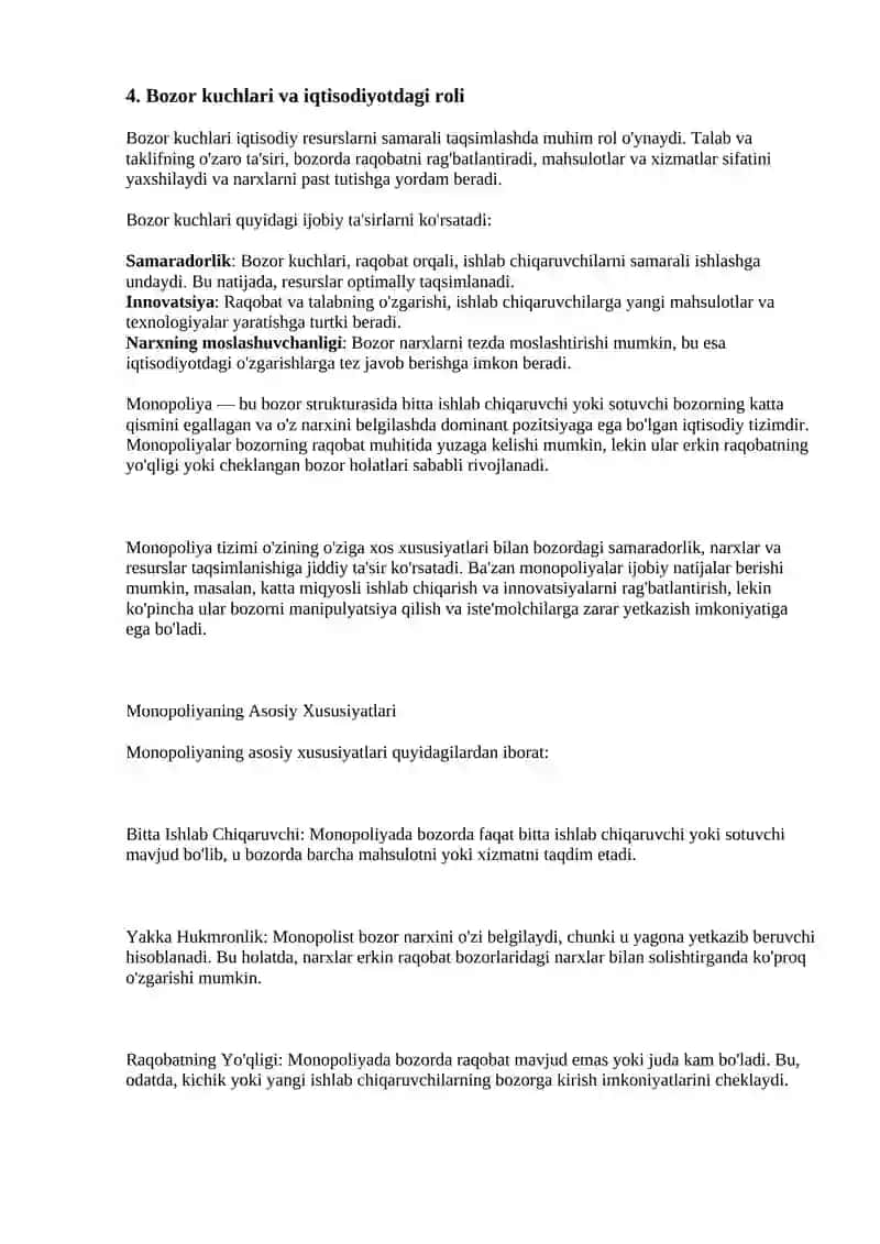 Bozor kuchi va monopoliyalarning roli 3