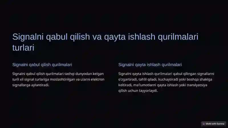Signalni qabul qilish va qayta ishlash qurilmalari 3