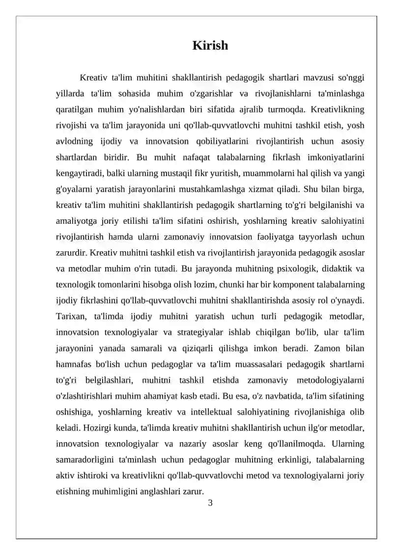 Kreativ ta'lim muhitini shakllantirish pedagogik shartlari 3
