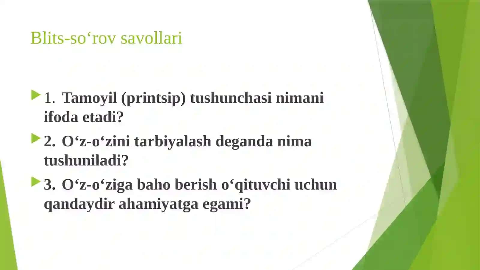 O‘Z-O‘ZINI TARBIYALASH VA O‘Z USTIDA ISHLASH. PEDAGOGIKA TAJRIBANI TO‘PLASH TIZIMI 3