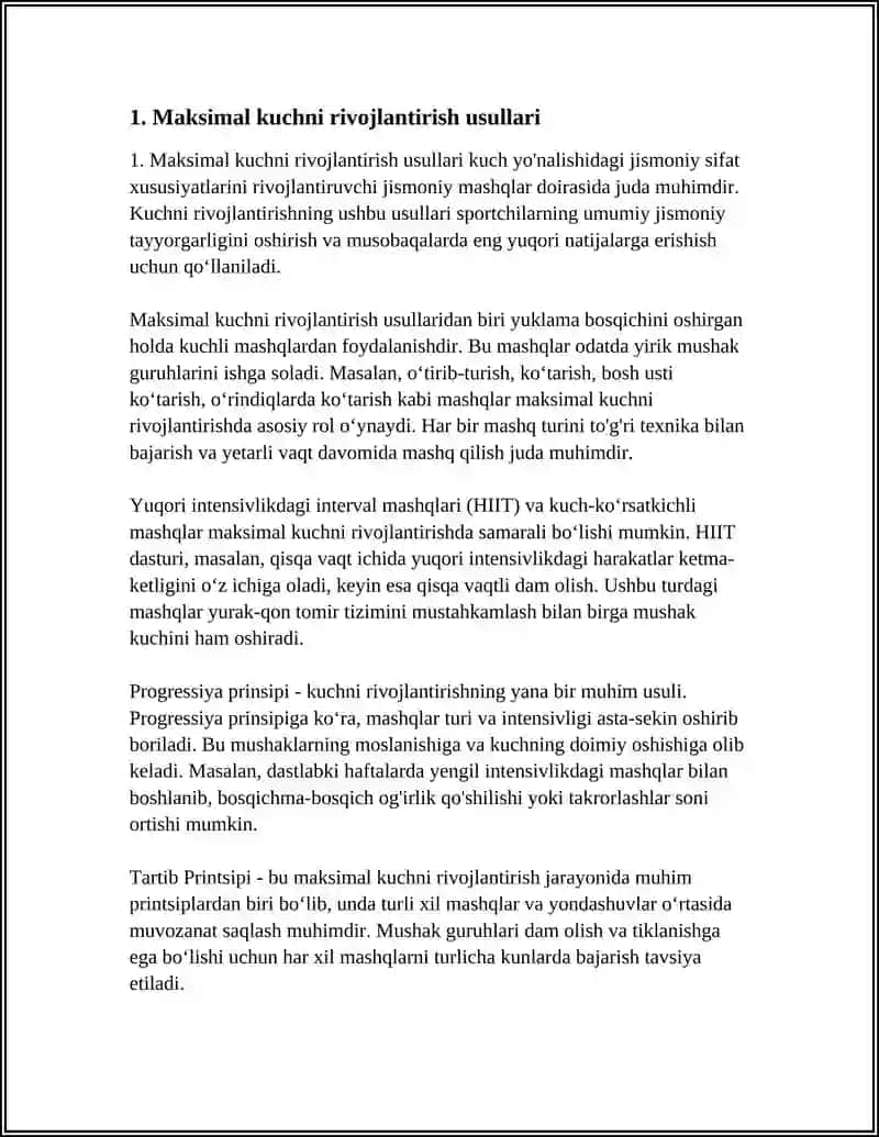 Maksimal kuchni rivojlantirish usullari 3