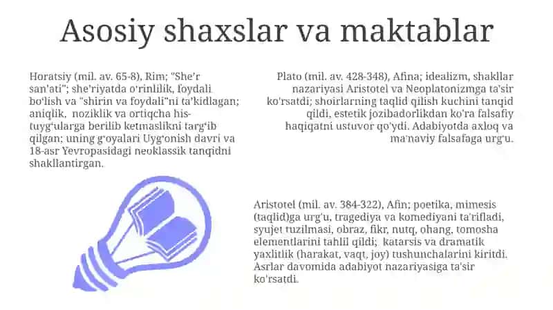 Gʻarb mumtoz adabiyotida adabiy tanqidiy fikrlar 3